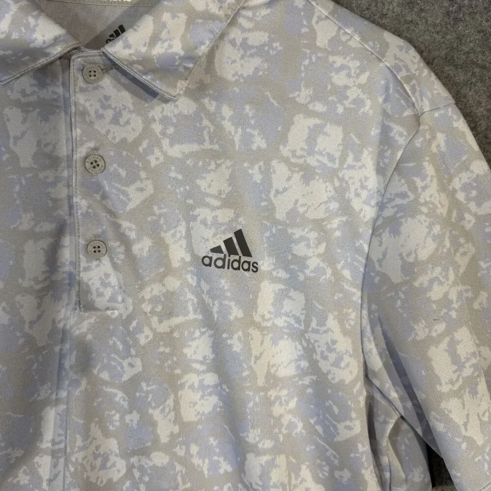 Adidas‎ Golf Mens Sport Polo Breathable Moisture Wicking Size M Light Blue